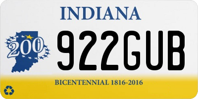 IN license plate 922GUB