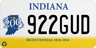 IN license plate 922GUD