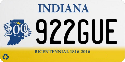 IN license plate 922GUE