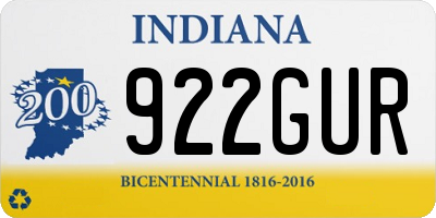 IN license plate 922GUR