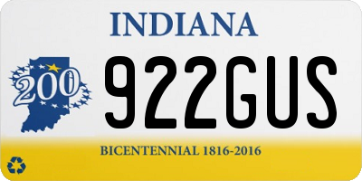 IN license plate 922GUS