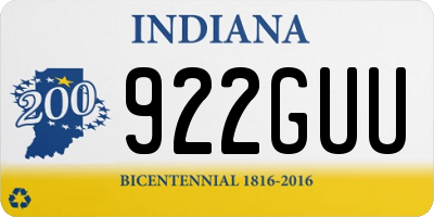 IN license plate 922GUU