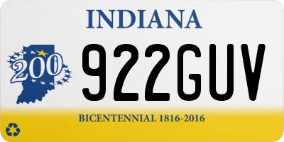 IN license plate 922GUV