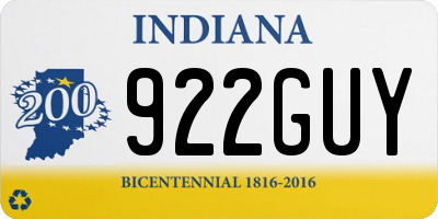 IN license plate 922GUY