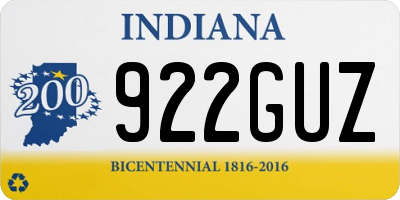 IN license plate 922GUZ