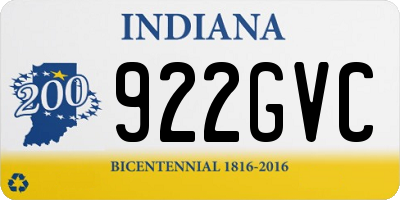 IN license plate 922GVC