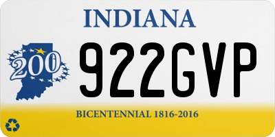 IN license plate 922GVP