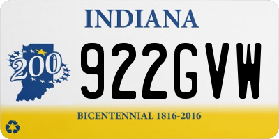 IN license plate 922GVW