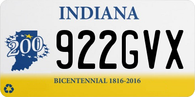 IN license plate 922GVX