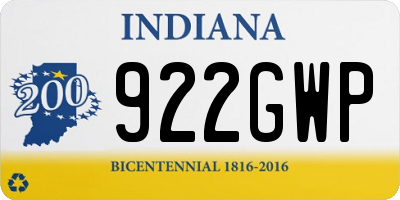 IN license plate 922GWP