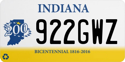 IN license plate 922GWZ