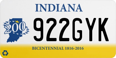 IN license plate 922GYK