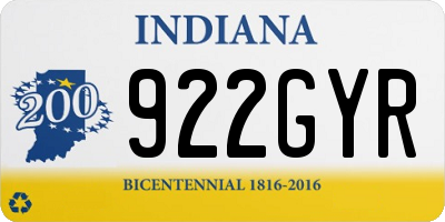 IN license plate 922GYR