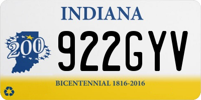 IN license plate 922GYV