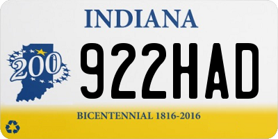 IN license plate 922HAD