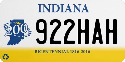 IN license plate 922HAH