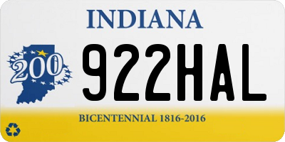 IN license plate 922HAL
