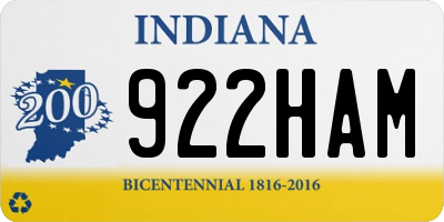 IN license plate 922HAM