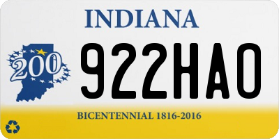 IN license plate 922HAO