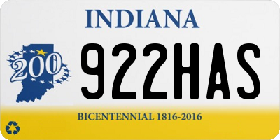 IN license plate 922HAS