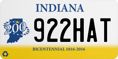 IN license plate 922HAT
