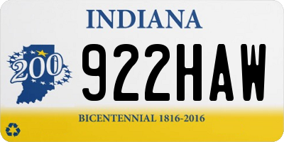 IN license plate 922HAW