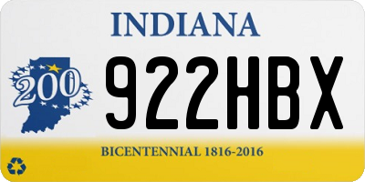 IN license plate 922HBX