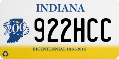 IN license plate 922HCC