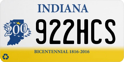 IN license plate 922HCS