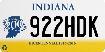 IN license plate 922HDK