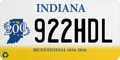 IN license plate 922HDL