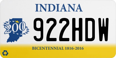 IN license plate 922HDW