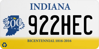 IN license plate 922HEC