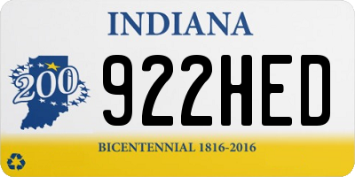 IN license plate 922HED