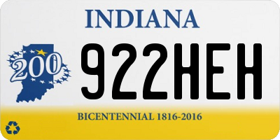 IN license plate 922HEH