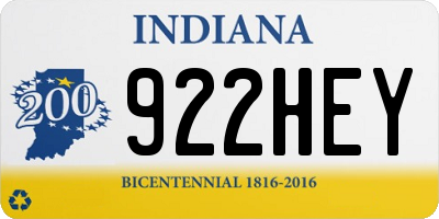 IN license plate 922HEY