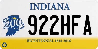 IN license plate 922HFA