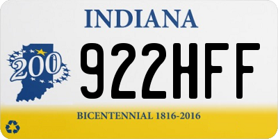 IN license plate 922HFF