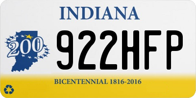 IN license plate 922HFP