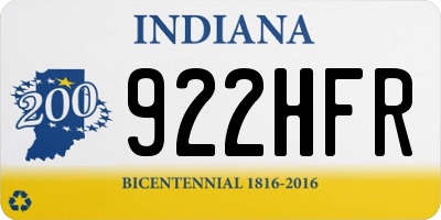IN license plate 922HFR