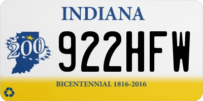 IN license plate 922HFW