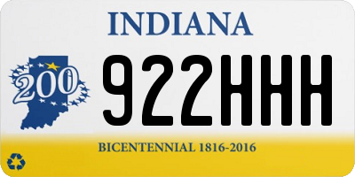 IN license plate 922HHH