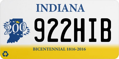 IN license plate 922HIB