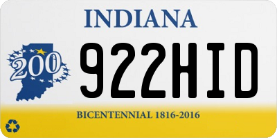 IN license plate 922HID