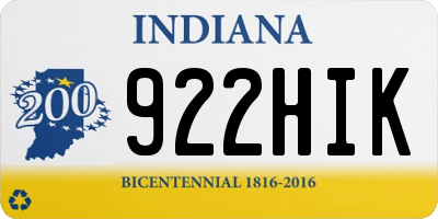 IN license plate 922HIK