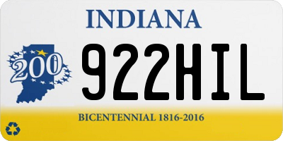 IN license plate 922HIL