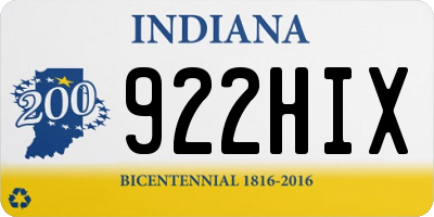 IN license plate 922HIX