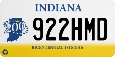 IN license plate 922HMD
