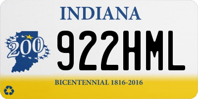 IN license plate 922HML