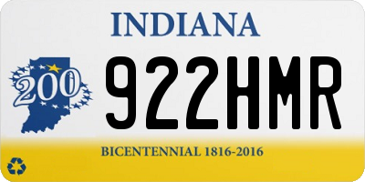 IN license plate 922HMR